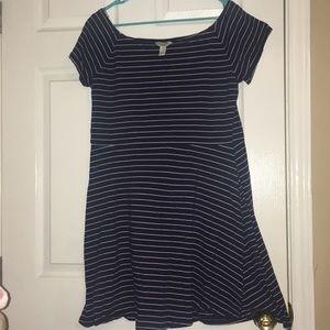 Navy and White Stripped Jersey Dress